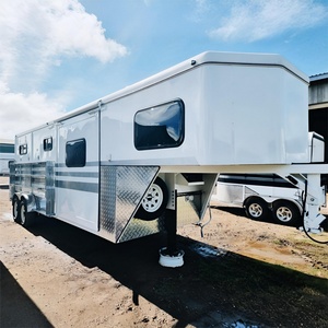 2/3/4 Horse Angle Load Float Gooseneck Horse <b>Trailer</b> 2 Axles 5 Wheels LED Lights Double Axle Electric Brakes Customized Color - Product Image 3