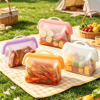 Ecologisch verantwoorde siliconen ziplock zak voor levensmiddelen, grote capaciteit, handzaam, lekvrij, opbergzak voor picknick, gemarineerd voedsel en fruit