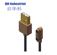 Macho y hembra 2 pines 4,0mm paso magnético Pogo Pin Cable conector para PCB Cable cargador de energía