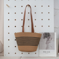 Sac à bandoulière rayé grande capacité à prix de gros, sac de plage tissé en coton, sac fourre-tout pour femme, sacs à main