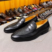125-204 Chaussures habillées et Richelieu pour hommes en cuir véritable faites à la main, mocassins à enfiler à motif peint à la main, chaussures de ville formelles pour hommes