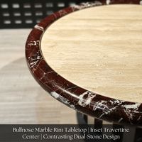Ensemble de tables basses en travertin beige Rosso Levanto de luxe, table basse ronde moderne à piétement en marbre rayé pour salon