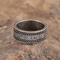 Bague large en acier inoxydable style viking vintage avec runes, bijoux de mythologie nordique, gothique antique, pour hommes, vente en gros