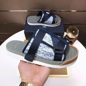 Hot Sale Designer Casual Luxury Sandals <b>Slippers</b> Couple Women Men Outdoor Pu Denim Mesh Lining Flat Shoes - Product Image 5