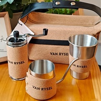 Ensemble de cafetière portable tout-en-un en acier inoxydable de 450 ml avec bouilloire à café pour le camping, moulin à café, kit de sac à café
