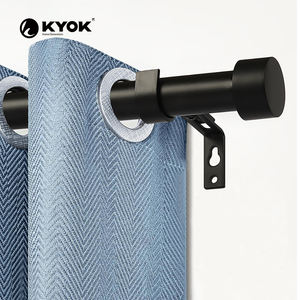 Juego de Barra de Cortina de Metal Negro Mate KYOK, Diseño Elegante, Soporte Invisible para Decoración Moderna del Hogar, Uso en Interiores y Exteriores - Product Image 1