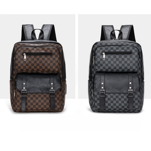Mochila Impermeable de Gran Capacidad para Hombre, Diseño a Cuadros en Cuero PU, Cierre de Cremallera, Versátil para Negocios y Uso con Computadora, Venta al Por Mayor - Product Image 2