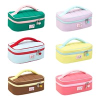 Sac de maquillage mignon et kawaii en polyester, ultra-léger, grande capacité, respirant, pliable, avec fermeture éclair et poignée souple, idéal pour les voyages