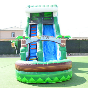 Trượt Nước Hai Làn Thương Mại 20 Ft Với Bể Bơi Lớn Trượt Nước Bơm Hơi Màu Xanh Lá Cây Cho Người Lớn - Product Image 4