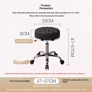 Tabouret de beauté en métal avec roulettes, pivotant et réglable en hauteur, pour salon, maquillage, coiffure, manucure, bar, travail - Product Image 5