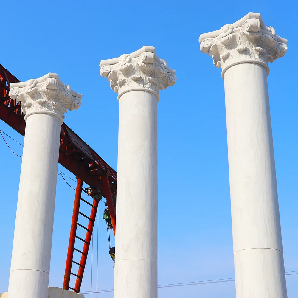 Columnas de mármol Residencia privada Pilar de piedra natural Columnas de pórtico de mármol a la venta