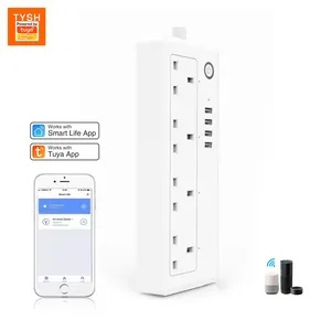 Tuya App TYSH Uk Smart Power Strip 4 Way Power Board WiFi Smart Sockets Power Strip Surge Protector Plugs Sockets Support Custom