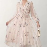 Offre spéciale, robe imprimée pour femmes élégantes avec manches longues, robe longue, robe florale personnalisée à prix compétitif