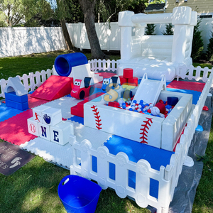 Attrezzatura per Parco Giochi Portatile Rosa e Bianca per Bambini con Recinzione e Castello Gonfiabile per Feste - Product Image 3