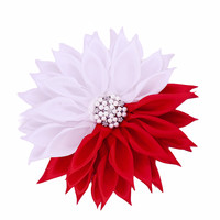 Déclaration faite à la main 7*7 pouces grande taille grec DST Delta sororité Satin fleur broche rouge et blanc ton 1913 Soror Corsage broche