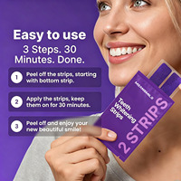 Bandes blanchissantes pour les dents sans sensibilité, sans danger pour l'émail, couleur violette, vente en gros, marque privée, saveur menthe, pour usage domestique