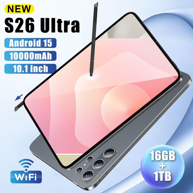 2026 New 16G+1TB S26 5G Dual SIM Tablet PC Fast Charging Big Screen Android Global CDMA LTE