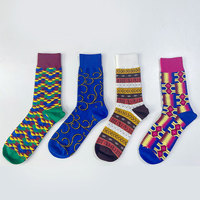 Chaussettes africaines imprimées unisexes à prix de gros, longues, tendance, 100 % coton, Ankara