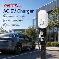AMPPAL Nouvelle borne de recharge rapide pour véhicules électriques murale de 3,5 kW, 7 kW, 11 kW, IP54, station de recharge AC / WiFi / APP pour GBT Electric