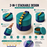 Conteneur alimentaire en silicone double couche avec poignée personnalisable, gamelle et distributeur portable et lavable pour animaux de compagnie