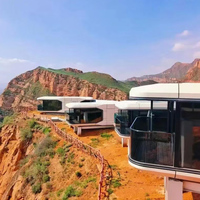 Maison capsule mobile préfabriquée modulaire entièrement meublée avec balcon - Design chinois, conteneur en acier léger imperméable