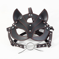 Jouet sexuel adulte réglable Masque de renard monté sur la tête Bouchon de dilatation de la bouche BDSM Dispositif de bondage en cuir