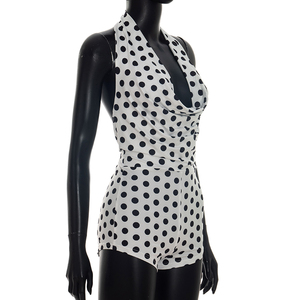 Viviblook D26RP106 New Women Summer Romper Sexy Polka Dot Print Halter Swinging Collar Backless One Piece Romper - Product Image 6