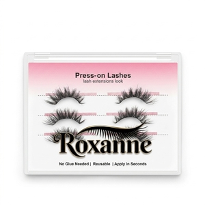 Faux cils pré-encollés en gros, demi-cils sans colle, emballage personnalisé, cils à presser, fournitures de cils naturels en bande - Product Image 6