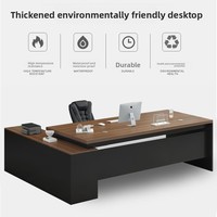 Ensemble de bureau de direction en forme de L moderne avec bibliothèque et rangement, bureaux en bois massif, grande table de bureau