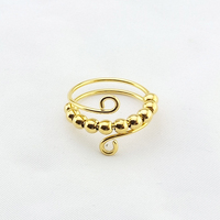 Bague anti-stress réglable en acier inoxydable plaqué or 18 carats avec perles, pour hommes, femmes et couples – Nouveauté