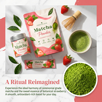 WELLBODY OEM Poudre de Matcha de Qualité Cérémoniale à la Fraise, Sachet Doypack, Antioxydant, Goût Fruité, Personnalisable