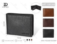 Portafoglio da uomo in vera pelle con motivo a palme, chiusura a piega, stile minimalista corto - Product Image 1