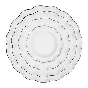 Custom Luxurious Irregular Floral Shape Wedding Table Decorative Porcelain <strong>Dinner</strong> Plate <strong>Black</strong> Rim Favorable Price Ceramic <strong>Sets</strong> - Product Image 1