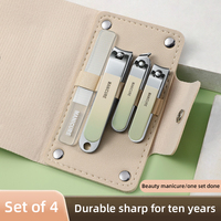 Ensembles de manucure professionnels et kits de pédicure, 4 pièces en acier inoxydable, kits de toilettage avec sac en cuir (couleur dégradée)