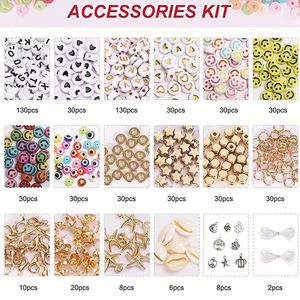 Kit de fabrication de bracelets avec 120 compartiments, plus de 12 600 perles colorées, alphabet et breloques en alliage pour perles en argile - Product Image 4