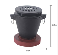 Mini-gril Hibachi en fonte pour intérieur, idéal pour les S'mores et les apéritifs, mini-rôtissoire portable Hibachi avec base en bois