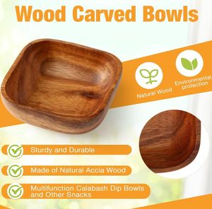 Bol de service carré en bois d'acacia naturel poli, écologique et très populaire, idéal pour les fêtes - Product Image 4