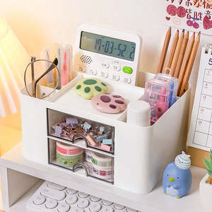 Organisateur de bureau multifonctionnel en <span class=keywords><strong>plastique</strong></span> transparent mignon pour enfants, filles, école, avec tiroir - Product Image 1
