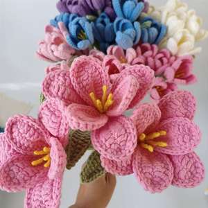 S004 Offre Spéciale fait à <span class=keywords><strong>la</strong></span> main Crochet fleurs fini tricoté crochet tricoté tulipes pour saint valentin enseignant cadeau de <span class=keywords><strong>la</strong></span> mère - Product Image 5