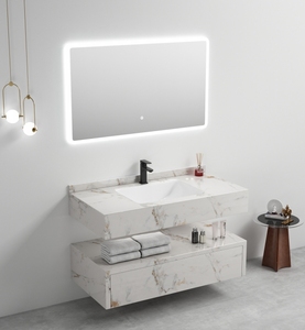Meuble-lavabo de salle de bain de haute qualité, design moderne, lavabo en céramique <span class=keywords><strong>avec</strong></span> tiroir, montage mural, meubles-lavabo en pierre frittée, <span class=keywords><strong>miroir</strong></span> de salle de bain - Product Image 2