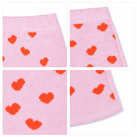 Jupe en tricot rose pâle pour filles, motif cœur, coupe trapèze, mini-jupe tricotée douce et chaude pour tout-petits, jupe pull Saint-Valentin pour enfants, vente en gros