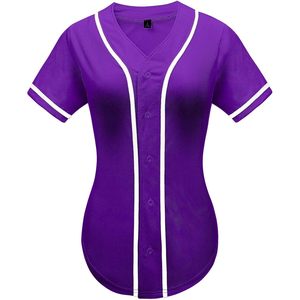 Babyhealthy Womens Baseball Jersey Button Down <b>Plain</b> <b>Tshirt</b> Breathable Sports Active Wear - Product Image 1