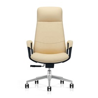 Chaise de bureau de direction au design moderne et confortable, dossier haut, couleur beige