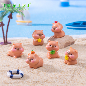 Adorable peluche de capibara abrazando a una tortuga, accesorio decorativo DIY, micro-paisaje, pequeño adorno de escritorio - Product Image 3
