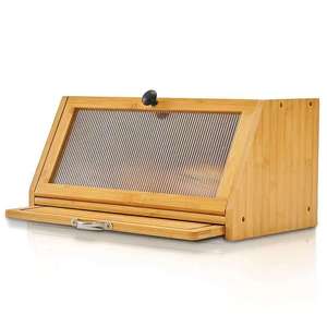 Boîte à pain en bambou Dongjie 39x25x19cm avec couvercle transparent pour le rangement en cuisine - Product Image 5