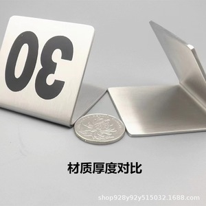 Placa de acero inoxidable para número de mesa, cuadrada de 5x4,5 cm, diseño moderno y duradero para uso en mesas de restaurante - Product Image 4