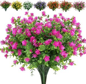 Fleurs d'eucalyptus artificielles LUYI, résistantes aux UV, arbustes en plastique, verdure artificielle, plantes et fleurs artificielles pour la décoration extérieure - Product Image 5
