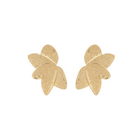 Boucles d'oreilles clous personnalisées en acier inoxydable plaqué or, motif feuille, inspirées de la nature botanique