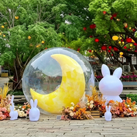 Lune gonflable promotionnelle en PVC avec ballon à bulles, ballon lune croissante gonflable et lapin pour la décoration d'événements