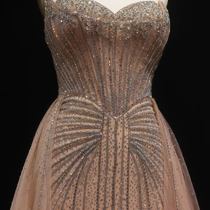 Jancember LSZ360 Robe de soirée sirène fendue en cristal avec surjupe - Product Image 5